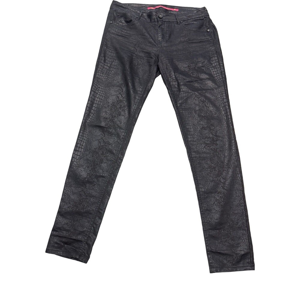 Vintage Tinseltown Black Snakeskin Skinny Jeans Women's 13 Juniors Y2K EUC